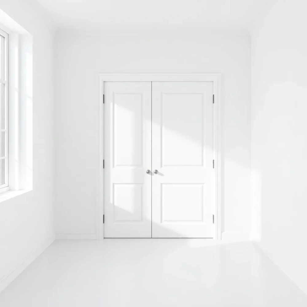 Białe drzwi do białych ścian