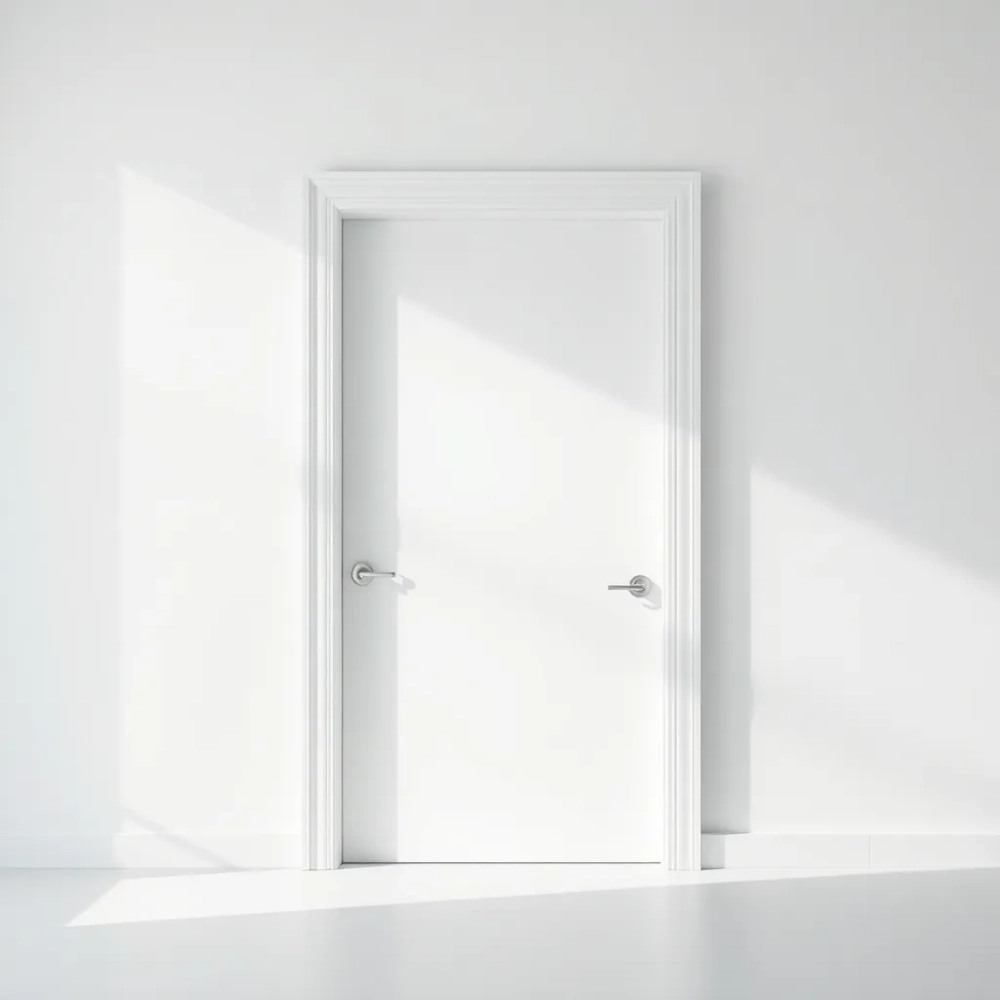 Białe drzwi z ościeżnicą