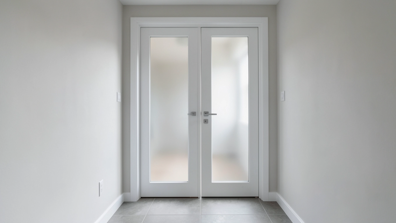 biale szklane drzwi do wiatrolapu