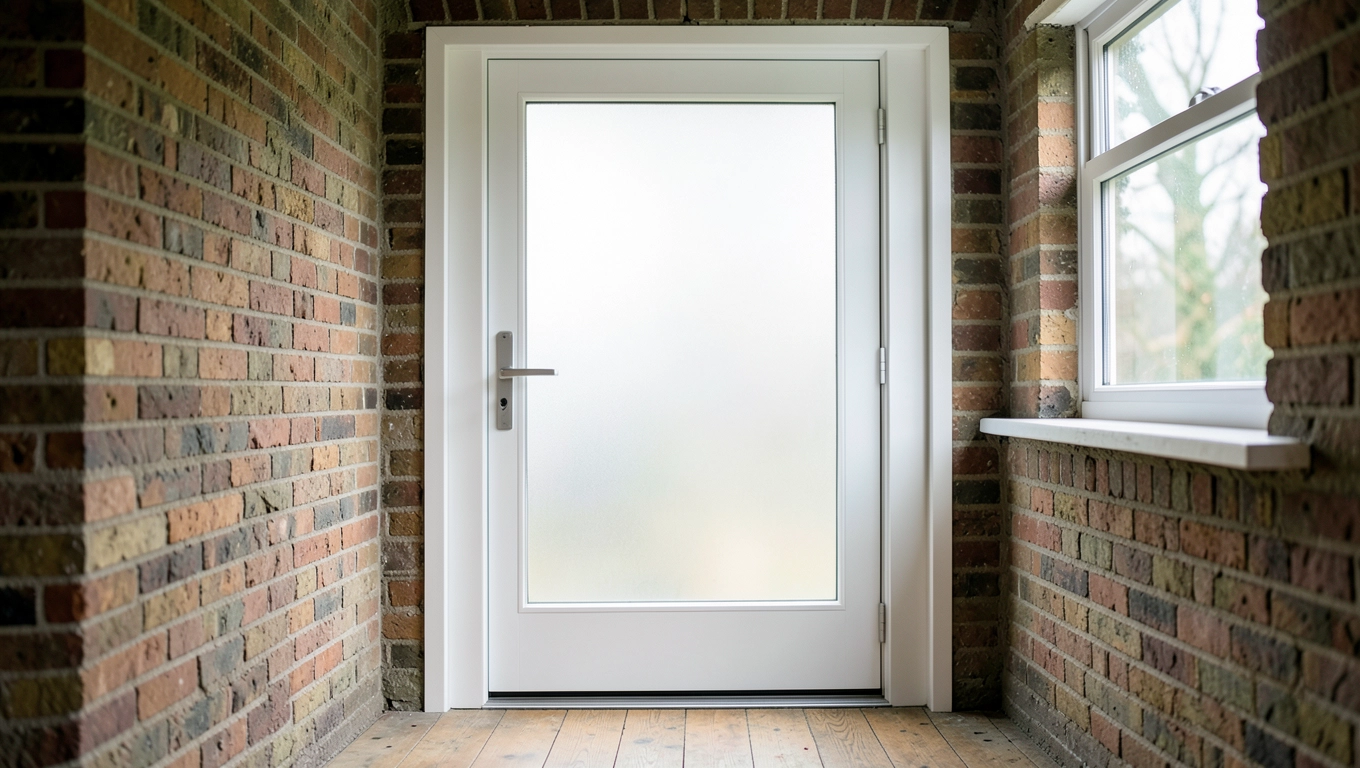 Białe szklane drzwi na wymiar do wiatrołapu