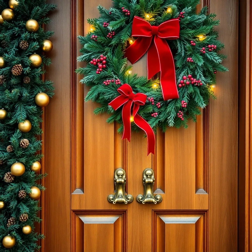 Dekoracja drzwi na święta Bożego Narodzenia