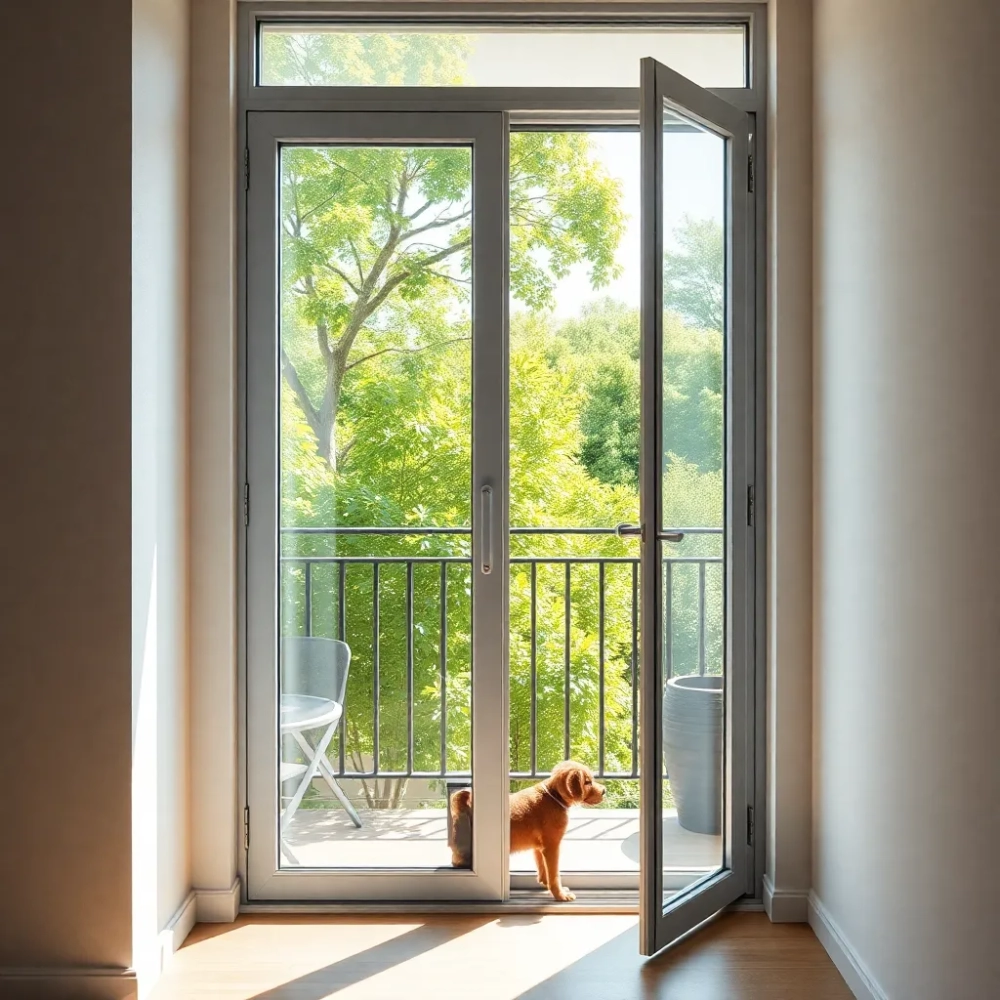 Drzwi balkonowe z wyjściem dla psa