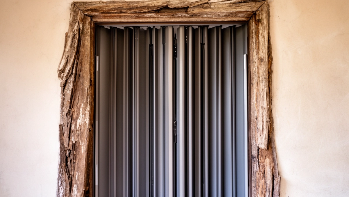 drzwi harmonijkowe do starej futryny