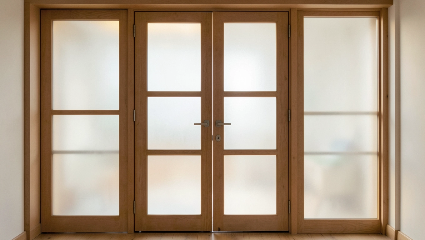 Drzwi loftowe drewniane z przeszkleniami