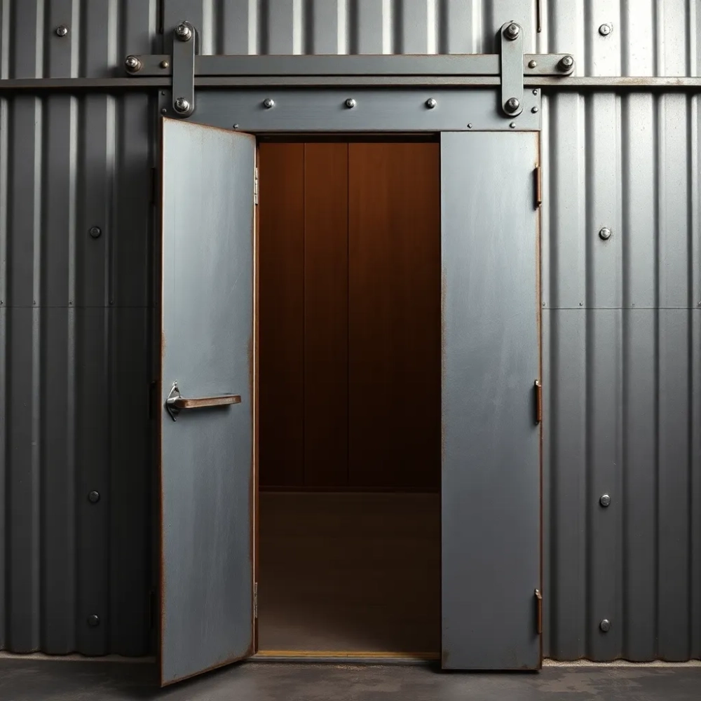 Drzwi metalowe do piwnicy z ościeżnicą