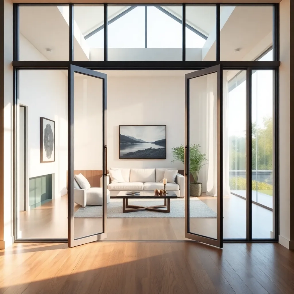 Drzwi szklane dwuskrzydłowe do salonu