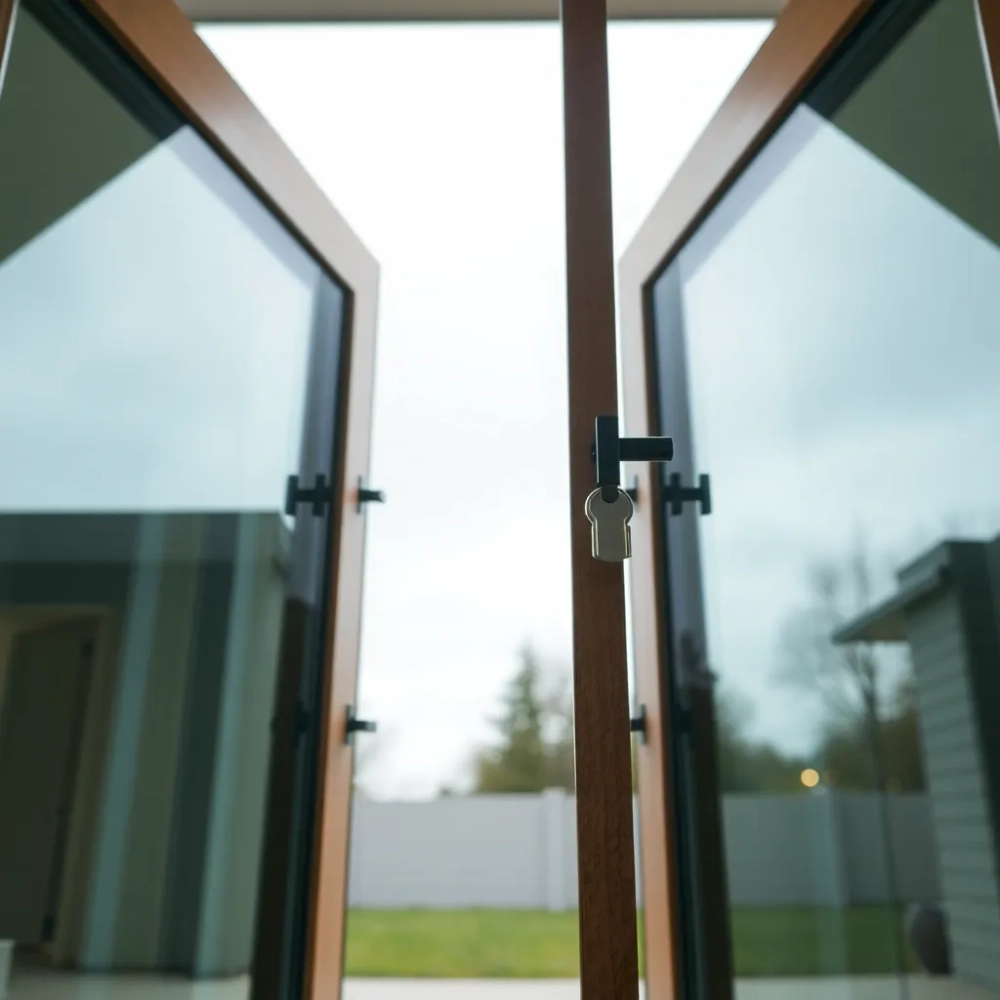 Drzwi tarasowe przesuwne zamykane na klucz