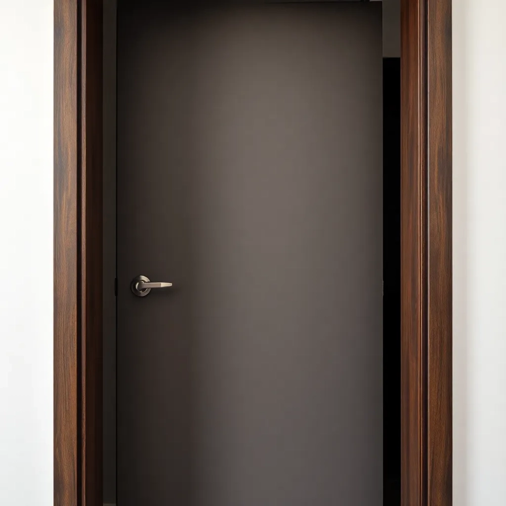 Drzwi wejściowe do mieszkania w bloku z ościeżnicą