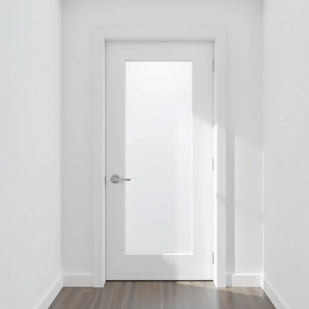 Drzwi wewnętrzne białe z szybą pionową