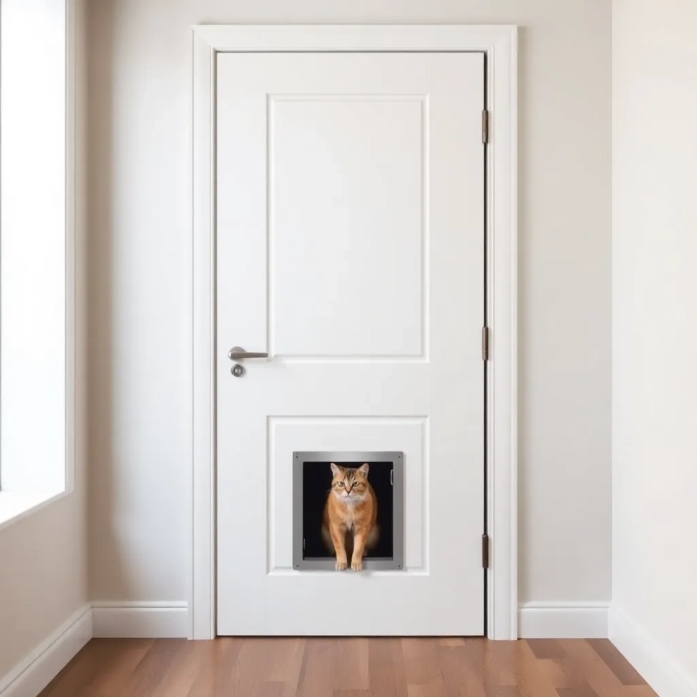Drzwi wewnętrzne z klapką dla kota