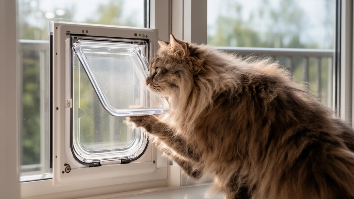 drzwiczki dla kota montowane w szybie