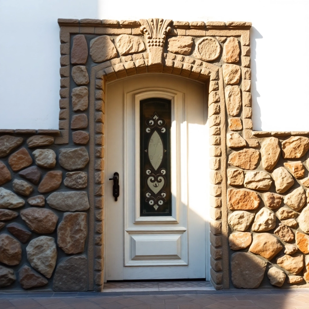kamień dekoracyjny wokół drzwi zewnętrznych