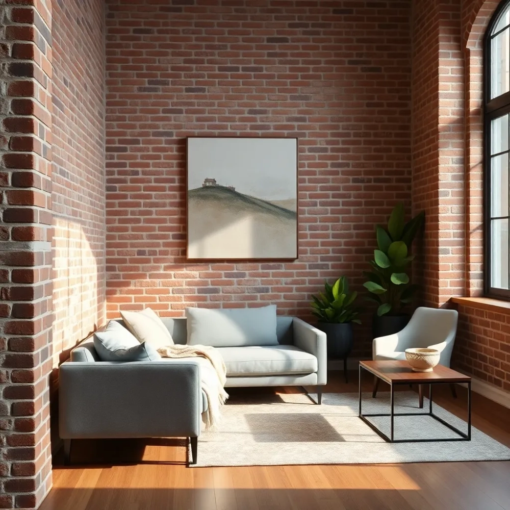 Mieszkanie z ceglanymi ścianami