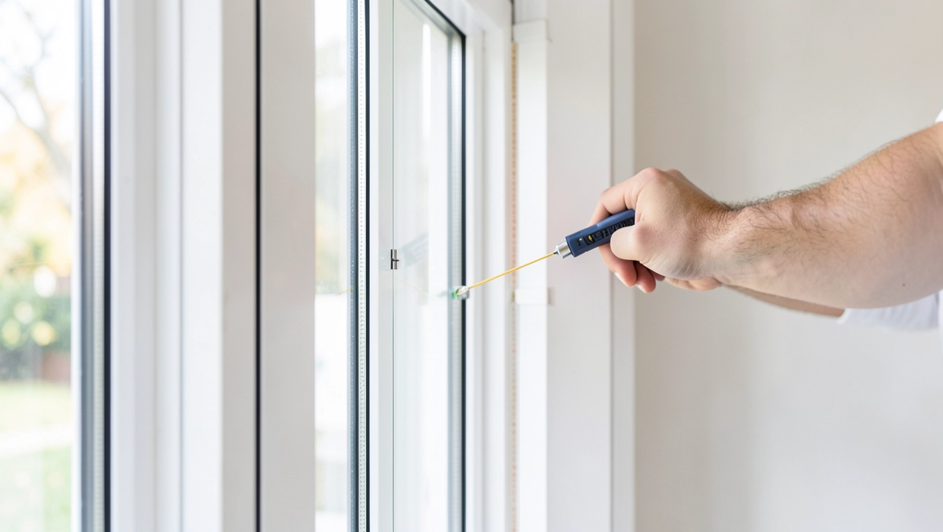 Montaż białych szklanych drzwi w wiatrołapie