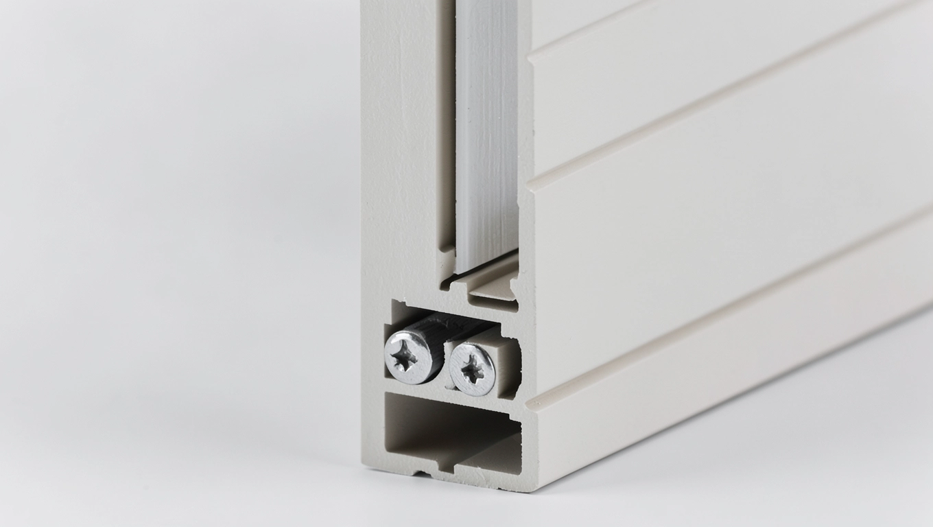 Przekrój 40x20x40 mm w profilu drzwiowym z wargą