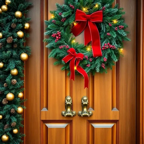 Dekoracja drzwi na święta Bożego Narodzenia