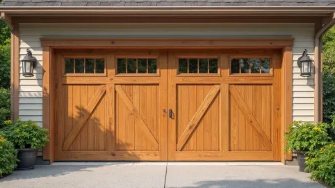 Drewniane drzwi do garażu
