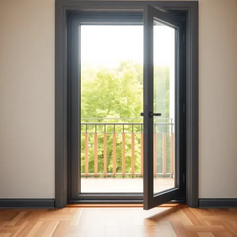 Drzwi balkonowe otwierane na zewnątrz z zamkiem