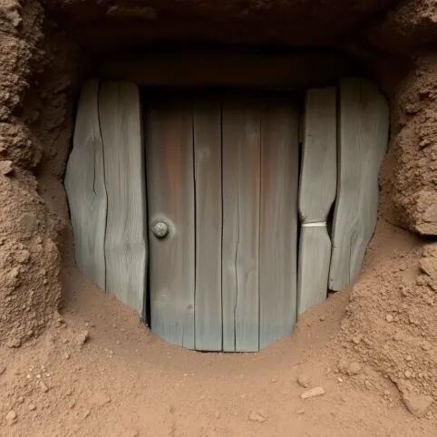 Drzwi do piwnicy ziemianki