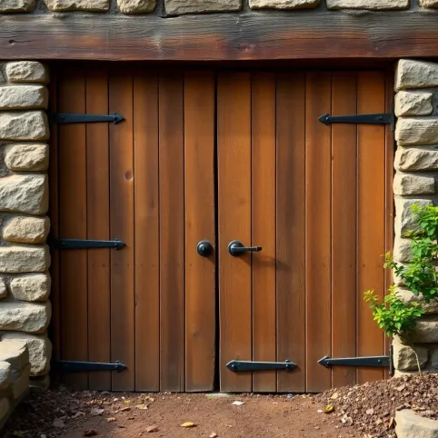Drzwi drewniane do piwnicy ogrodowej