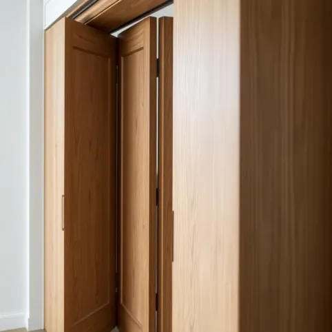 Drzwi harmonijkowe drewniane z montażem