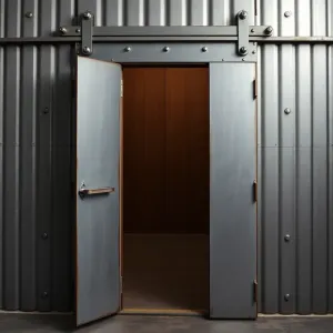 Drzwi metalowe do piwnicy z ościeżnicą