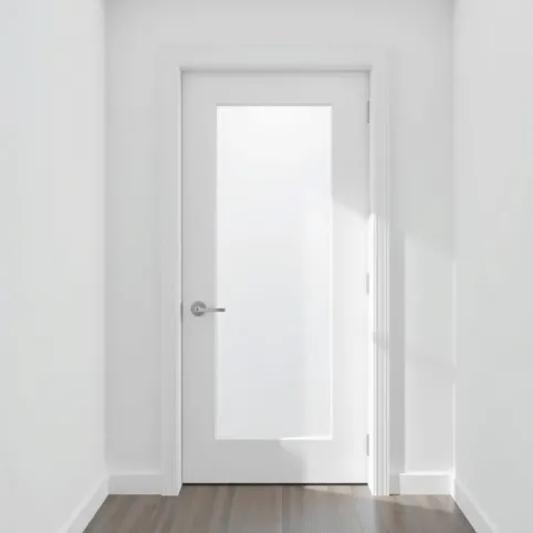 Drzwi wewnętrzne białe z szybą pionową