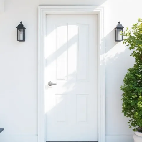 Drzwi zewnętrzne białe z szybą