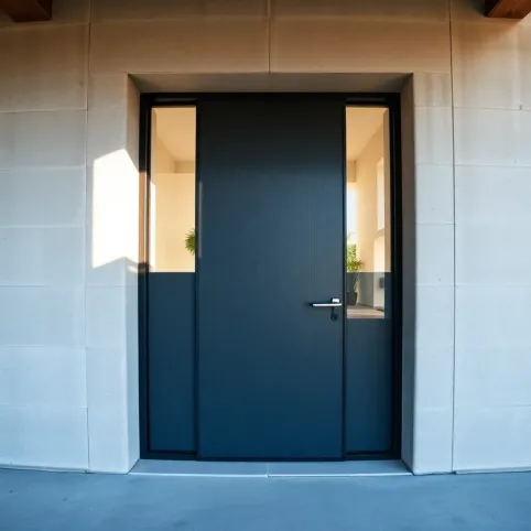Drzwi zewnętrzne do kotłowni z szyba