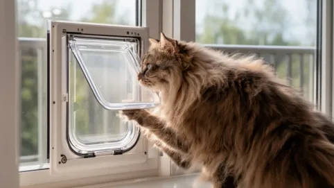 drzwiczki dla kota montowane w szybie