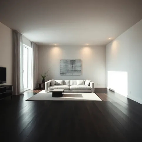 Mieszkanie z ciemna podłoga