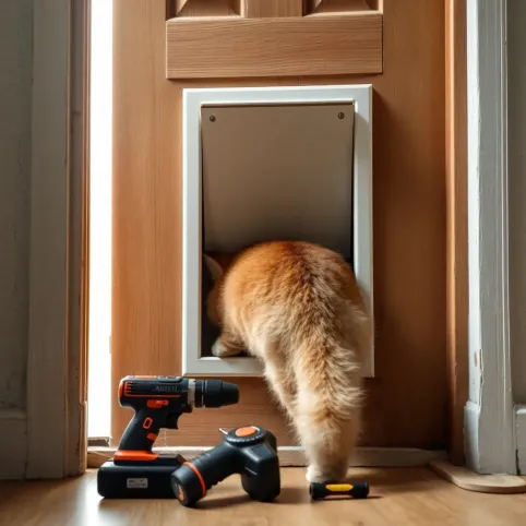 Montaż drzwiczek dla kota