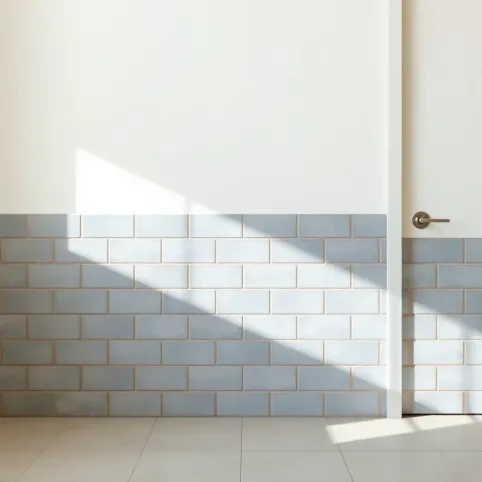 Płytki do połowy ściany a drzwi