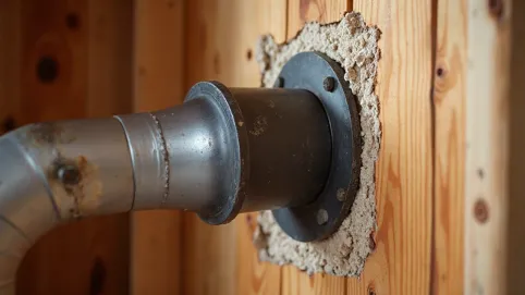 Przejście komina przez ścianę drewnianą