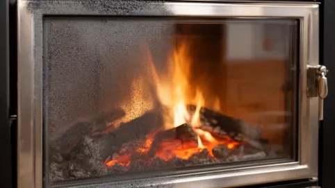 Zabezpieczenie szyby kominka przed okopceniem