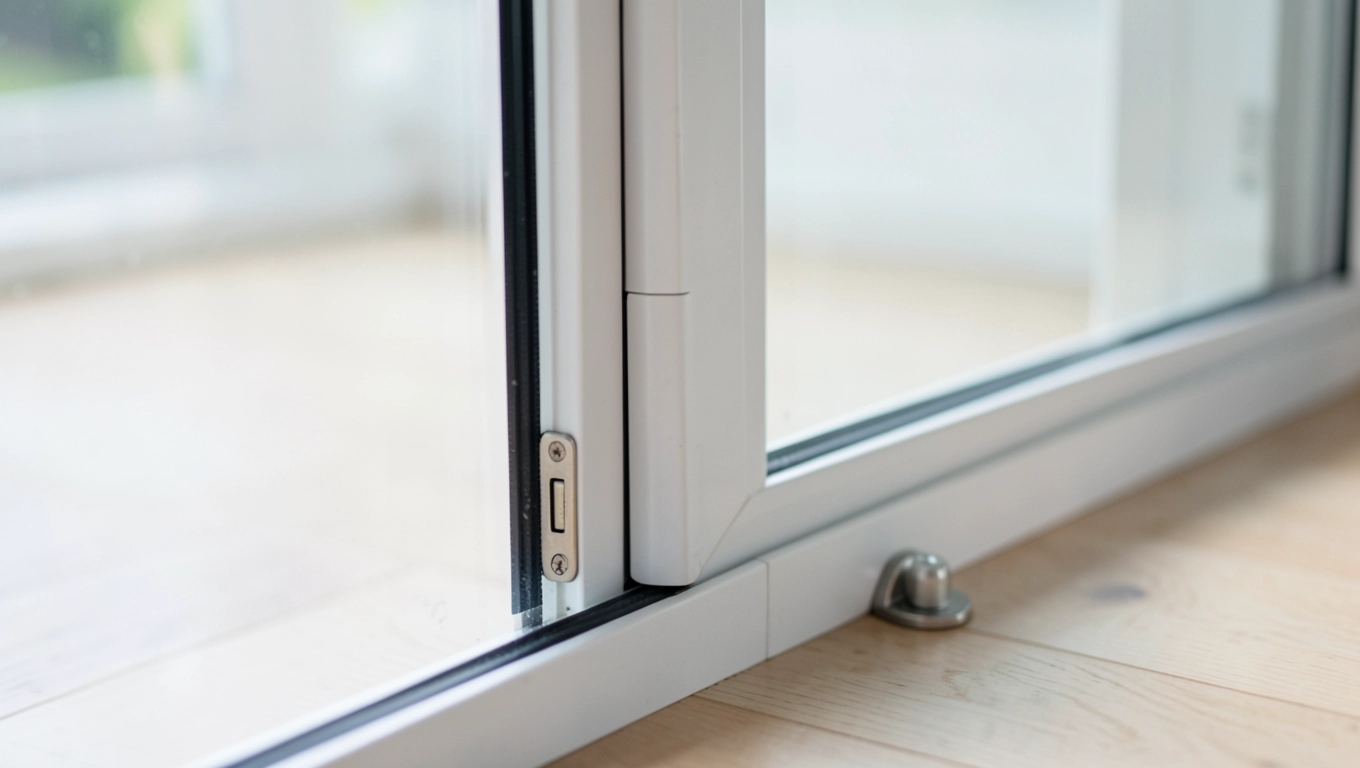 Zawiasy i zamki w drzwiach dwuskrzydłowych szklanych