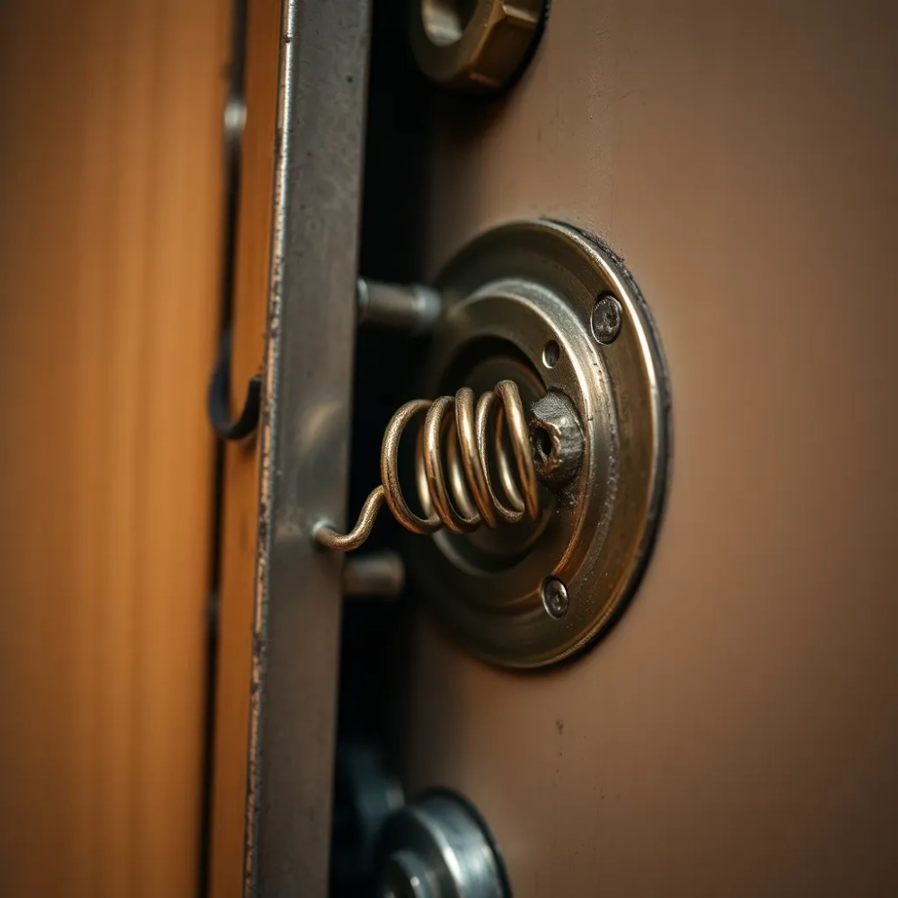 Zepsuta sprężyna w zamku drzwi