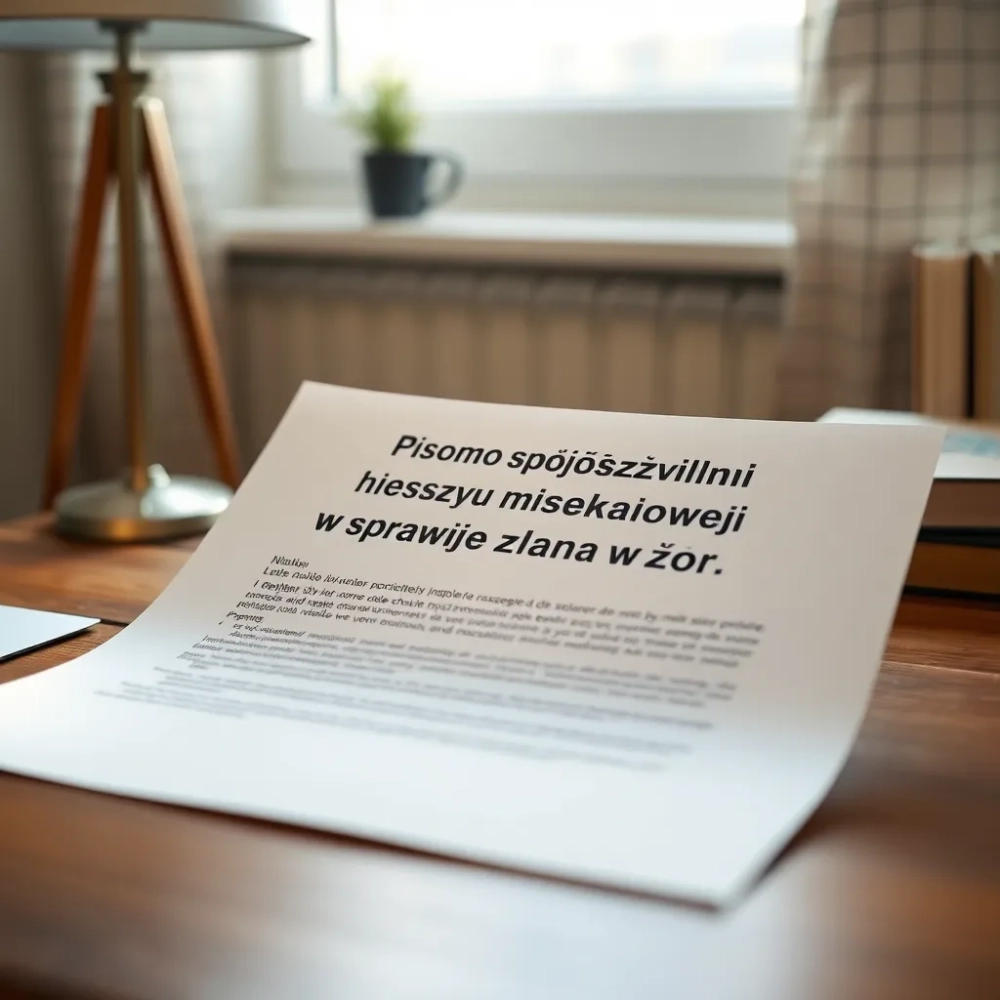 Pismo do spółdzielni mieszkaniowej w sprawie zalania wzór